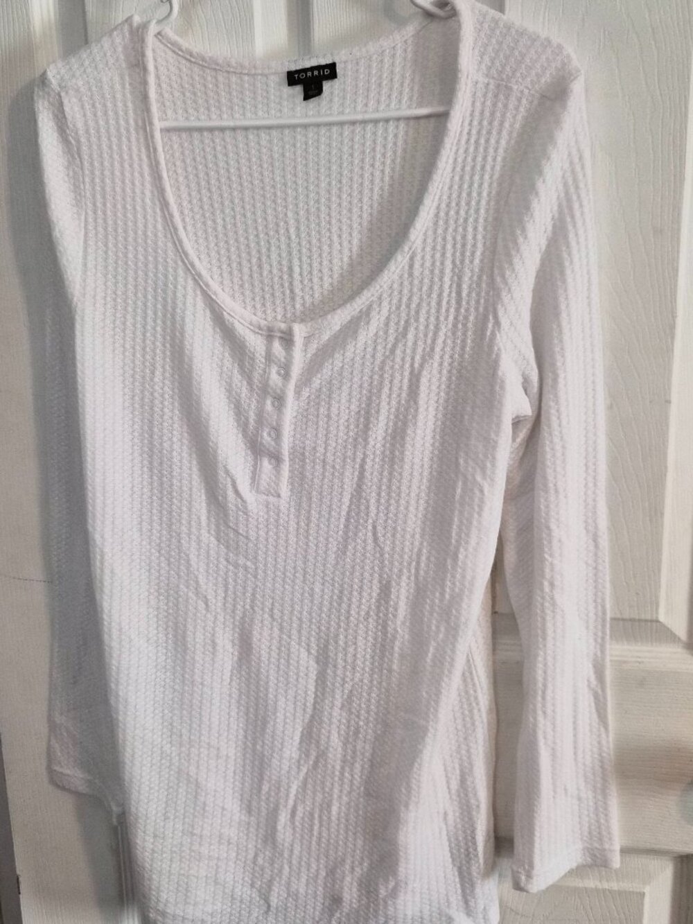 Waffle Snap Henley Long Sleeve Tee